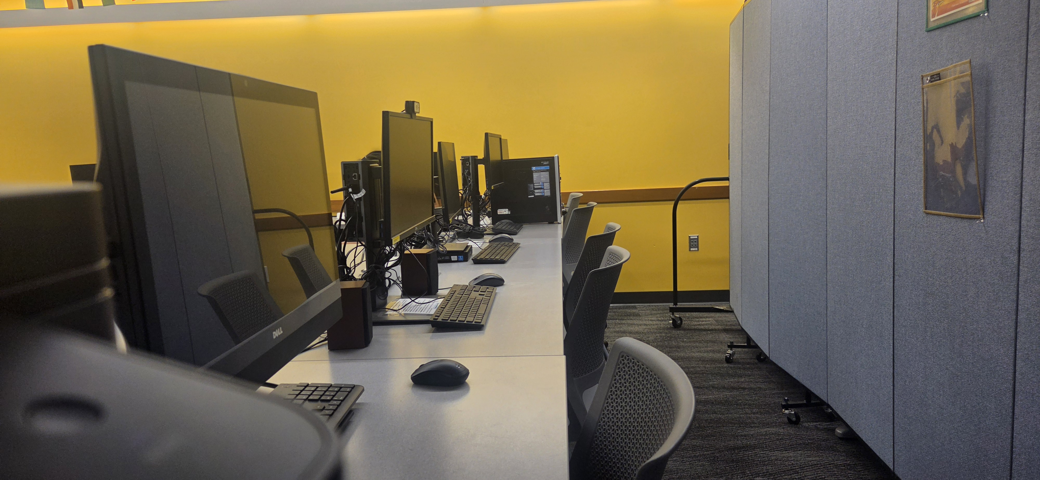 Row of Computer Workstations